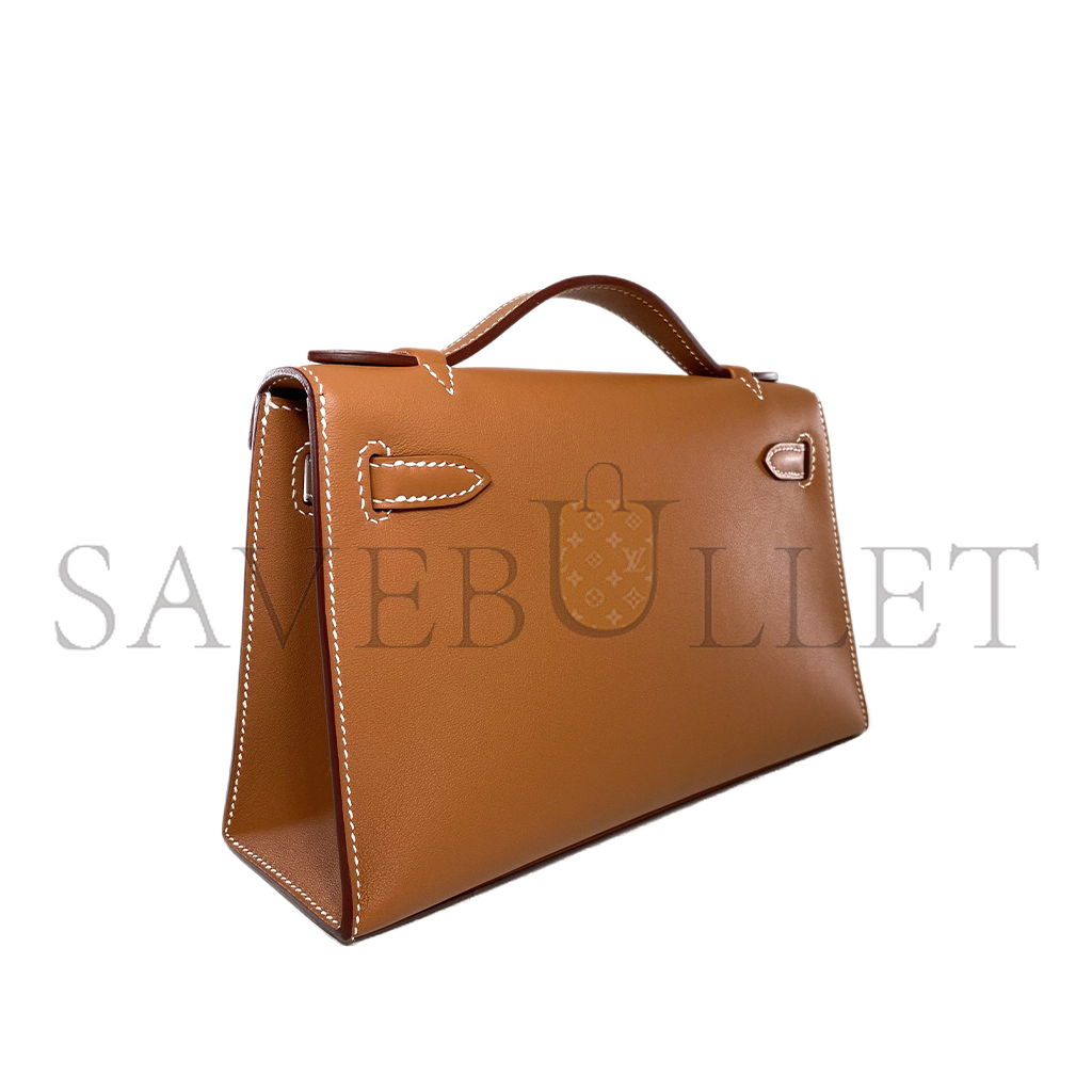 H**mes kelly pochette gold swift palladium hardware (22*14*7cm)